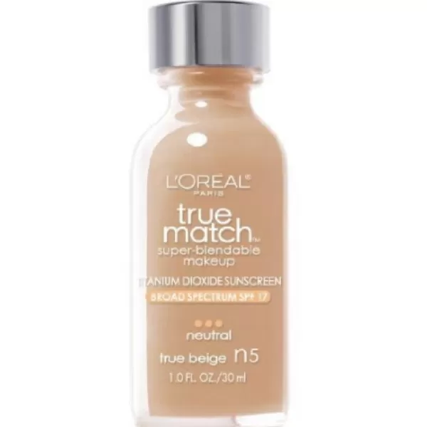 L'Oreal Paris Makeup True Match Super-Blendable Liquid Foundation, Porcelain W1, 1 Fl Oz,1 Count