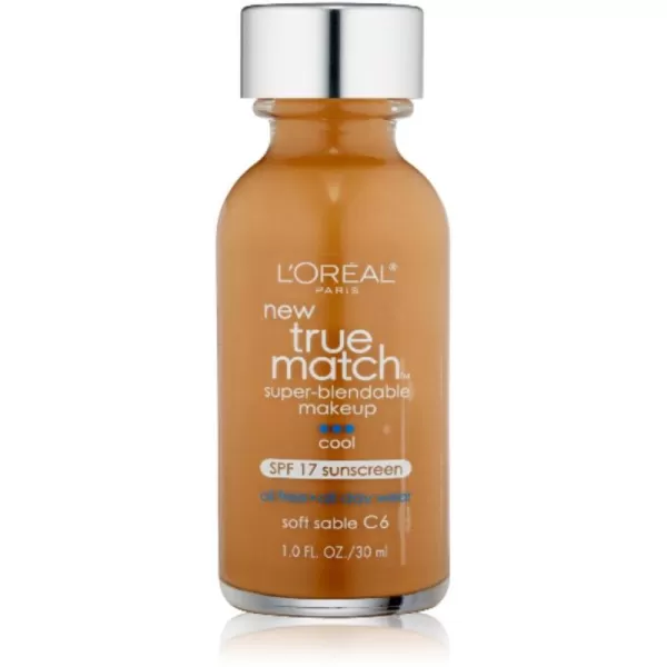 L'Oreal Paris Makeup True Match Super-Blendable Liquid Foundation, Porcelain W1, 1 Fl Oz,1 Count)