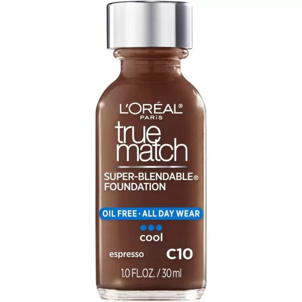 L'Oreal Paris Makeup True Match Super-Blendable Liquid Foundation, Porcelain W1, 1 Fl Oz,1 Count