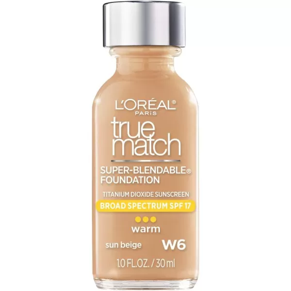 L'Oreal Paris Makeup True Match Super-Blendable Liquid Foundation, Porcelain W1, 1 Fl Oz,1 Count
