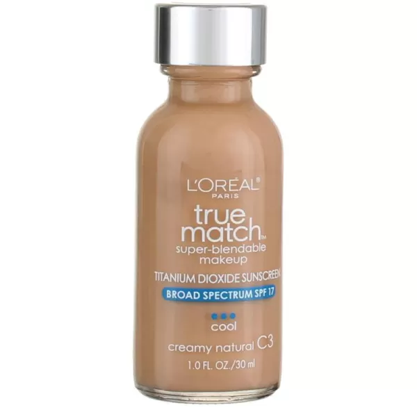 L'Oreal Paris Makeup True Match Super-Blendable Liquid Foundation, Porcelain W1, 1 Fl Oz,1 Count)