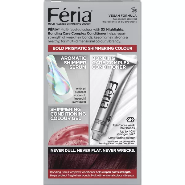 L'Oreal Paris Feria Multi-Faceted Shimmering Permanent Hair Color, 36  Deep Burgundy Brown, Pack of 1 Hair Dye Kit