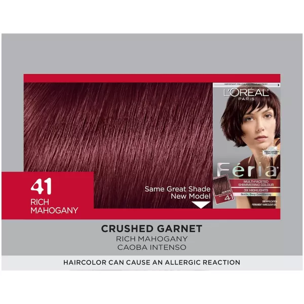 L'Oreal Paris Feria Multi-Faceted Shimmering Permanent Hair Color, 36  Deep Burgundy Brown, Pack of 1 Hair Dye Kit)
