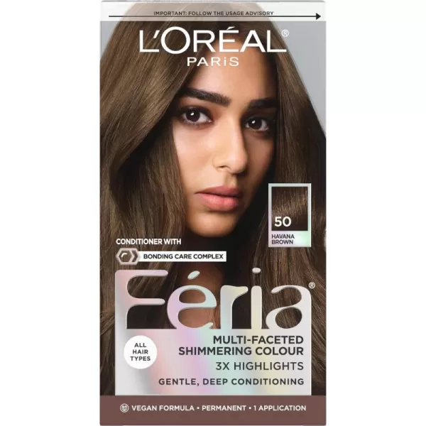 L'Oreal Paris Feria Multi-Faceted Shimmering Permanent Hair Color, 36  Deep Burgundy Brown, Pack of 1 Hair Dye Kit)