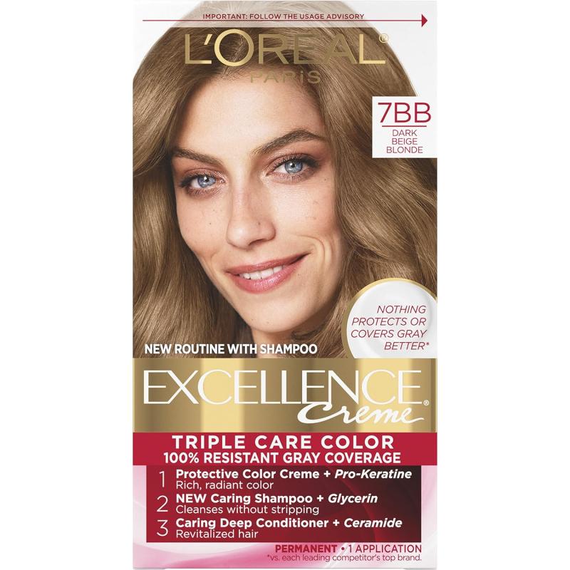 L'Oreal Paris Excellence Creme Permanent Triple Care Hair Color, 9A Light Ash Blonde, Gray Coverage For Up to 8 Weeks, All Hair Types, Pack of 1