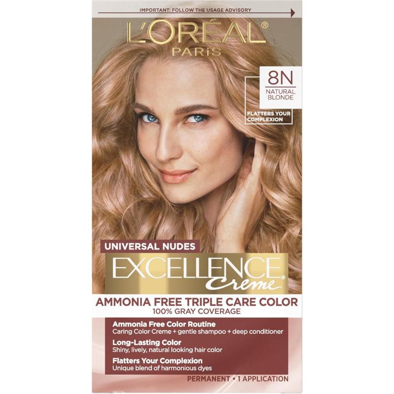 L'Oreal Paris Excellence Creme Permanent Triple Care Hair Color, 9A Light Ash Blonde, Gray Coverage For Up to 8 Weeks, All Hair Types, Pack of 1