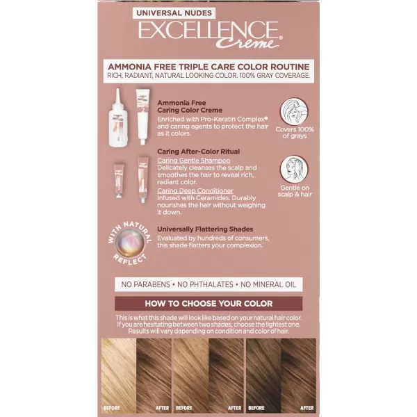 L'Oreal Paris Excellence Creme Permanent Triple Care Hair Color, 9A Light Ash Blonde, Gray Coverage For Up to 8 Weeks, All Hair Types, Pack of 1