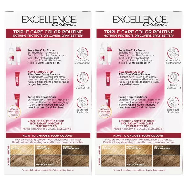 L'Oreal Paris Excellence Creme Permanent Triple Care Hair Color, 9A Light Ash Blonde, Gray Coverage For Up to 8 Weeks, All Hair Types, Pack of 1