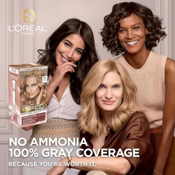 L'Oreal Paris Excellence Creme Permanent Triple Care Hair Color, 9A Light Ash Blonde, Gray Coverage For Up to 8 Weeks, All Hair Types, Pack of 1