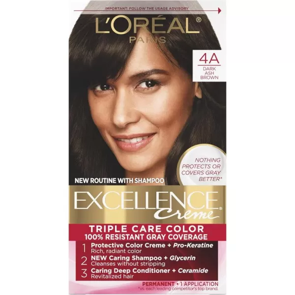 L'Oreal Paris Excellence Creme Permanent Triple Care Hair Color, 9A Light Ash Blonde, Gray Coverage For Up to 8 Weeks, All Hair Types, Pack of 1