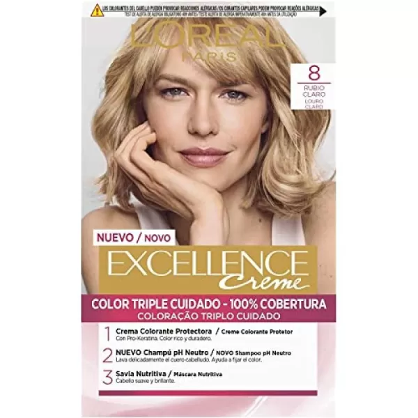 L'Oreal Paris Excellence Creme Permanent Triple Care Hair Color, 9A Light Ash Blonde, Gray Coverage For Up to 8 Weeks, All Hair Types, Pack of 1