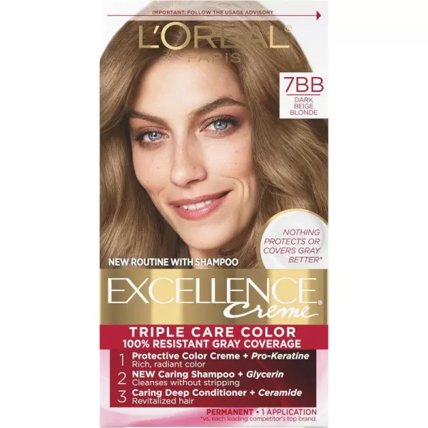 L'Oreal Paris Excellence Creme Permanent Triple Care Hair Color, 9A Light Ash Blonde, Gray Coverage For Up to 8 Weeks, All Hair Types, Pack of 1