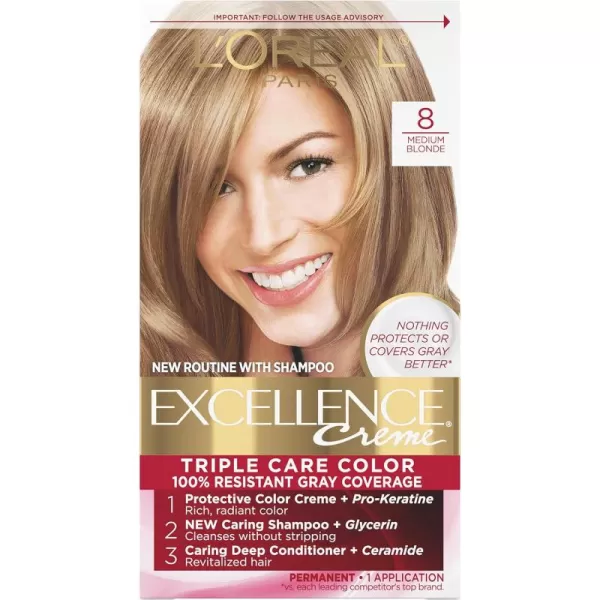 L'Oreal Paris Excellence Creme Permanent Triple Care Hair Color, 9A Light Ash Blonde, Gray Coverage For Up to 8 Weeks, All Hair Types, Pack of 1
