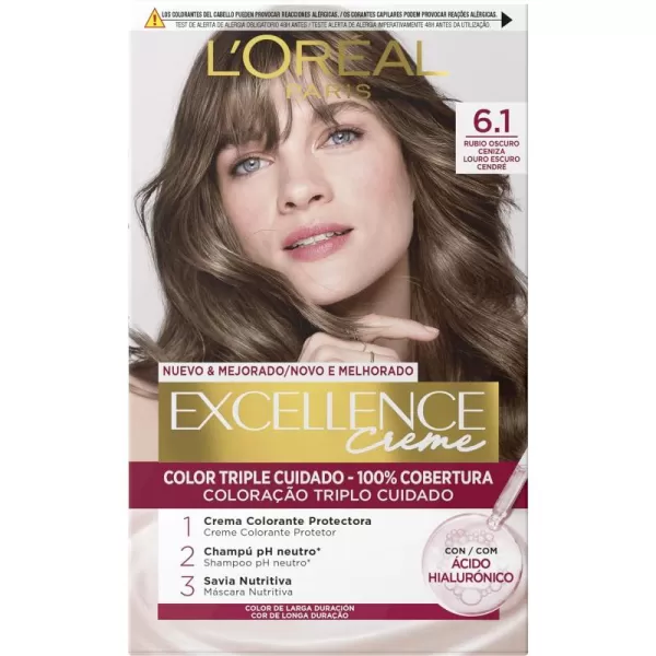 L'Oreal Paris Excellence Creme Permanent Triple Care Hair Color, 9A Light Ash Blonde, Gray Coverage For Up to 8 Weeks, All Hair Types, Pack of 1