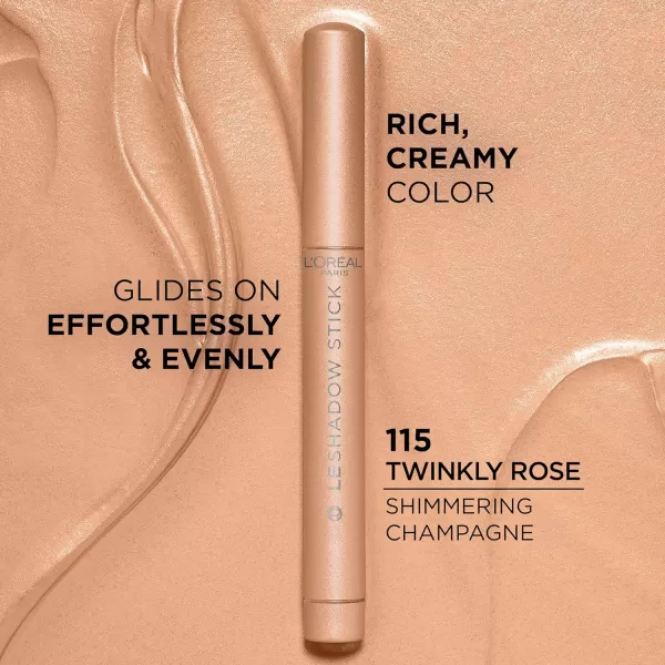 L'Oreal Paris Makeup Paradise Le Shadow Stick Eyeshadow, Blendable, Smudge-Resistant, Cream Eyeshadow, 100 Ice Sparkle , 0.05 Oz)