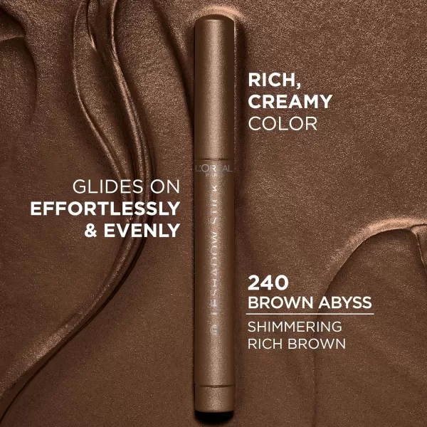 L'Oreal Paris Makeup Paradise Le Shadow Stick Eyeshadow, Blendable, Smudge-Resistant, Cream Eyeshadow, 100 Ice Sparkle , 0.05 Oz)