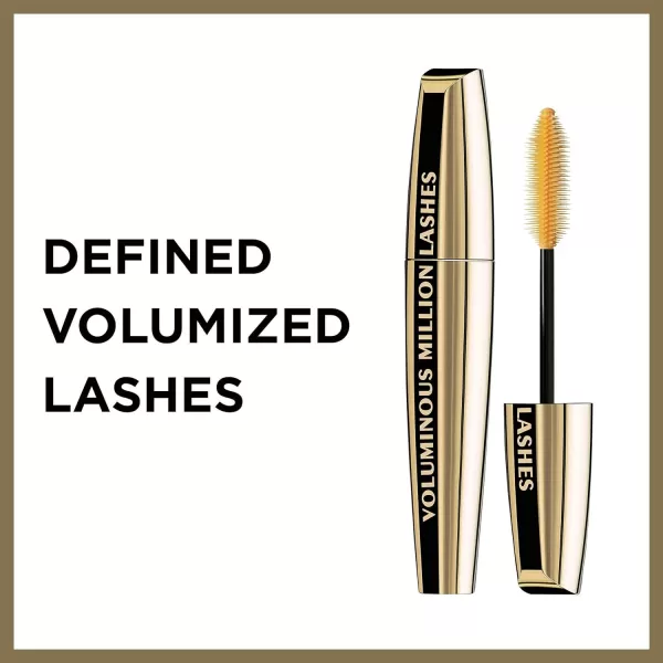 L’Oreal Paris Makeup Voluminous Million Lashes Mascara, Volumizing Collagen Infused Eye Makeup, Amplifying Mascara Brush, Washable, Blackest Black, 0.3 Fl Oz., 2 Count