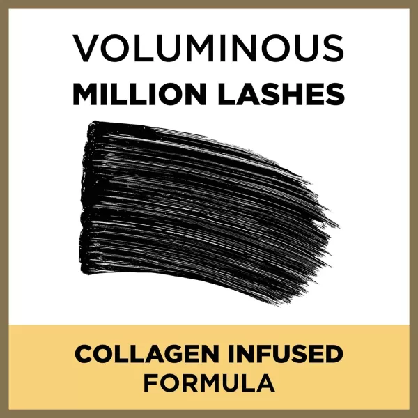 L’Oreal Paris Makeup Voluminous Million Lashes Mascara, Volumizing Collagen Infused Eye Makeup, Amplifying Mascara Brush, Washable, Blackest Black, 0.3 Fl Oz., 2 Count