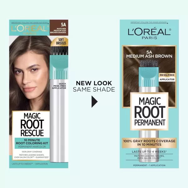 imageLOreal Paris Magic Root Permanent Hair Color 10 Minute Hair Dye Kit to Rescue Roots with 100 Gray Hair Coverage 3 Soft Black 2 Pack Packaging May Vary5A Medium Ash Brown