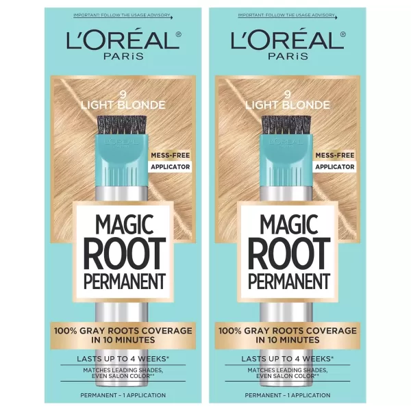 imageLOreal Paris Magic Root Permanent Hair Color 10 Minute Hair Dye Kit to Rescue Roots with 100 Gray Hair Coverage 3 Soft Black 2 Pack Packaging May Vary9 Light Blonde