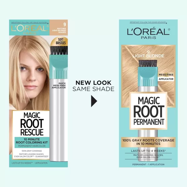 imageLOreal Paris Magic Root Permanent Hair Color 10 Minute Hair Dye Kit to Rescue Roots with 100 Gray Hair Coverage 3 Soft Black 2 Pack Packaging May Vary9 Light Blonde