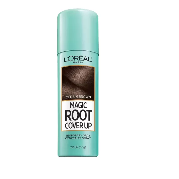 imageLOreal Paris Root Cover Up Temporary Gray Concealer Spray Hair Color Spray with Filling ampamp Thickening Coverage Dark Brown Pack of 2 Packaging May VaryMedium Brown