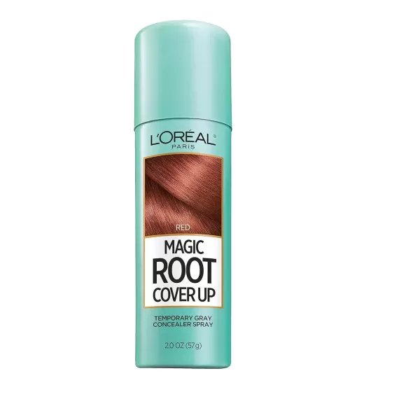 imageLOreal Paris Root Cover Up Temporary Gray Concealer Spray Hair Color Spray with Filling ampamp Thickening Coverage Dark Brown Pack of 2 Packaging May VaryRed