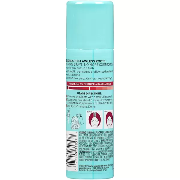 imageLOreal Paris Root Cover Up Temporary Gray Concealer Spray Hair Color Spray with Filling ampamp Thickening Coverage Dark Brown Pack of 2 Packaging May VaryVibrant Red