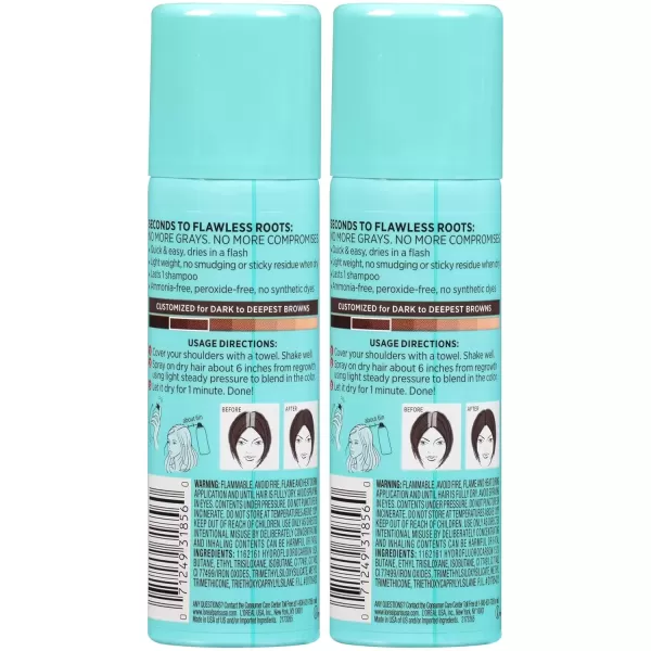 imageLOreal Paris Root Cover Up Temporary Gray Concealer Spray Hair Color Spray with Filling ampamp Thickening Coverage Dark Brown Pack of 2 Packaging May VaryDark Brown