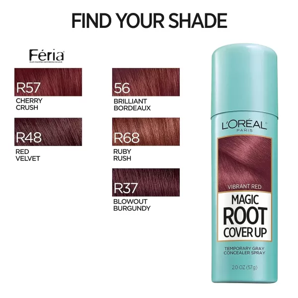 imageLOreal Paris Root Cover Up Temporary Gray Concealer Spray Hair Color Spray with Filling ampamp Thickening Coverage Dark Brown Pack of 2 Packaging May VaryVibrant Red