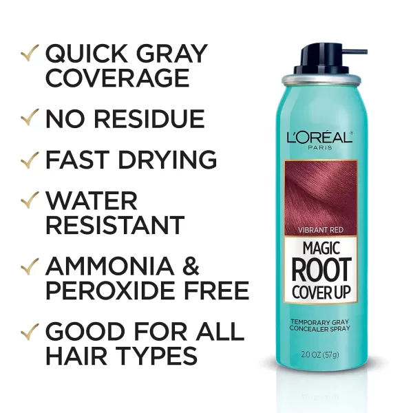 imageLOreal Paris Root Cover Up Temporary Gray Concealer Spray Hair Color Spray with Filling ampamp Thickening Coverage Dark Brown Pack of 2 Packaging May VaryVibrant Red