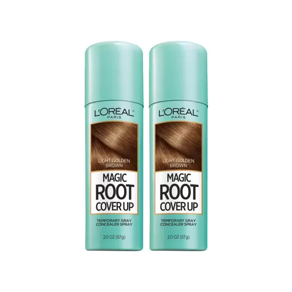 imageLOreal Paris Root Cover Up Temporary Gray Concealer Spray Hair Color Spray with Filling ampamp Thickening Coverage Dark Brown Pack of 2 Packaging May VaryLight Golden Brown