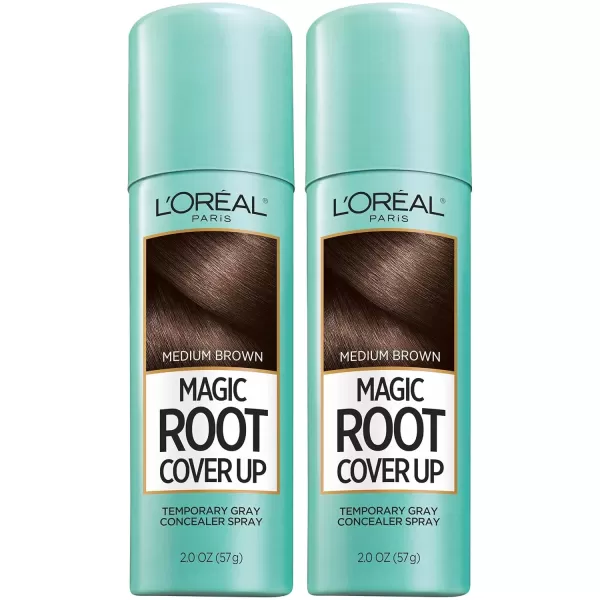 imageLOreal Paris Root Cover Up Temporary Gray Concealer Spray Hair Color Spray with Filling ampamp Thickening Coverage Dark Brown Pack of 2 Packaging May VaryMedium Brown