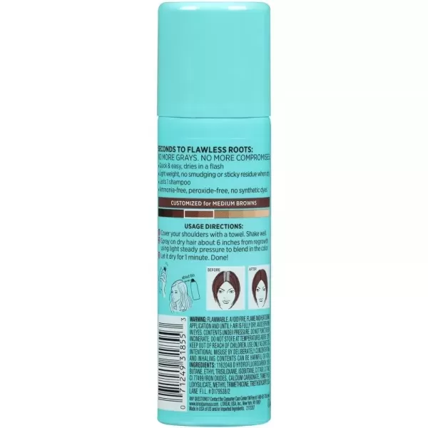 imageLOreal Paris Root Cover Up Temporary Gray Concealer Spray Hair Color Spray with Filling ampamp Thickening Coverage Dark Brown Pack of 2 Packaging May VaryMedium Brown