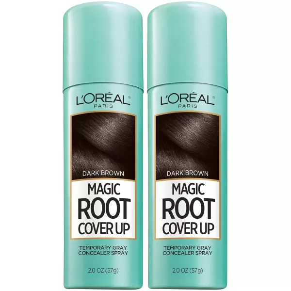 imageLOreal Paris Root Cover Up Temporary Gray Concealer Spray Hair Color Spray with Filling ampamp Thickening Coverage Dark Brown Pack of 2 Packaging May VaryDark Brown
