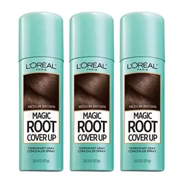 imageLOreal Paris Root Cover Up Temporary Gray Concealer Spray Hair Color Spray with Filling ampamp Thickening Coverage Dark Brown Pack of 2 Packaging May VaryMedium Brown