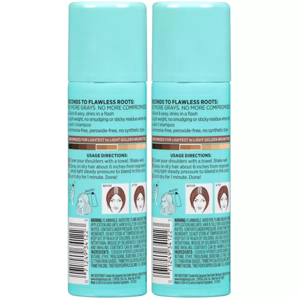 imageLOreal Paris Root Cover Up Temporary Gray Concealer Spray Hair Color Spray with Filling ampamp Thickening Coverage Dark Brown Pack of 2 Packaging May VaryLight Golden Brown