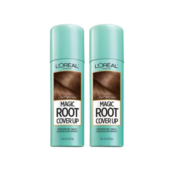 imageLOreal Paris Root Cover Up Temporary Gray Concealer Spray Hair Color Spray with Filling ampamp Thickening Coverage Dark Brown Pack of 2 Packaging May VaryLight Brown