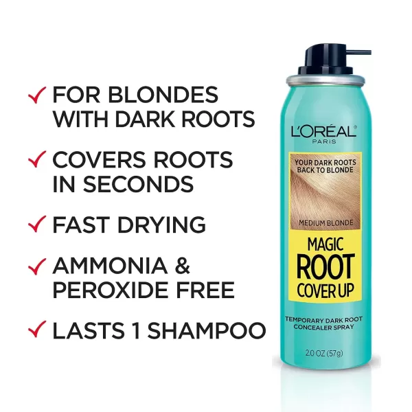 imageLOreal Paris Root Cover Up Temporary Gray Concealer Spray Hair Color Spray with Filling ampamp Thickening Coverage Dark Brown Pack of 2 Packaging May VaryMedium Blonde