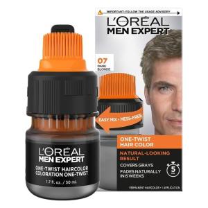 imageLOreal Paris Men Expert One Twist Mess Free Permanent Hair Color Mens Hair Dye to Cover Grays Easy Mix Ammonia Free Application Light Medium Brown 05 1 Application Kit07 Dark BlondeH15