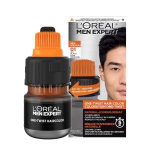 imageLOreal Paris Men Expert One Twist Mess Free Permanent Hair Color Mens Hair Dye to Cover Grays Easy Mix Ammonia Free Application Light Medium Brown 05 1 Application Kit01 Jet BlackH60