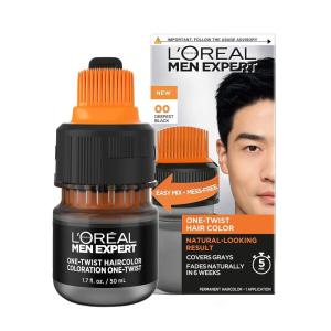imageLOreal Paris Men Expert One Twist Mess Free Permanent Hair Color Mens Hair Dye to Cover Grays Easy Mix Ammonia Free Application Light Medium Brown 05 1 Application Kit00 Deepest Black Darker than H60
