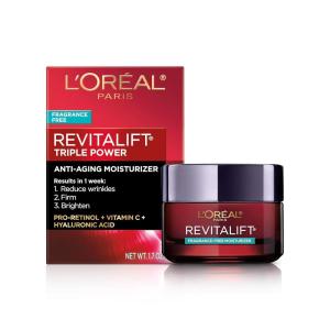 imageLOreal Paris Revitalift Triple Power AntiAging Face Moisturizer Pro Retinol Hyaluronic Acid ampamp Vitamin C Reduce Wrinkles 255 OzFragrance Free