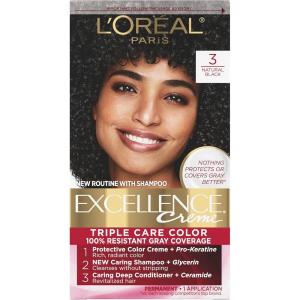 imageLOreal Paris Excellence Creme Permanent Hair Color 4 Dark Brown 100 percent Gray Coverage Hair Dye Pack of 13 Natural Black