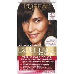 imageLOreal Paris Excellence Creme Permanent Hair Color 4 Dark Brown 100 percent Gray Coverage Hair Dye Pack of 14A Dark Ash Brown