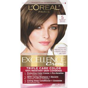 imageLOreal Paris Excellence Creme Permanent Hair Color 4 Dark Brown 100 percent Gray Coverage Hair Dye Pack of 15 Medium Brown