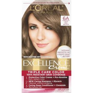 imageLOreal Paris Excellence Creme Permanent Hair Color 4 Dark Brown 100 percent Gray Coverage Hair Dye Pack of 16A Light Ash Brown