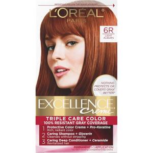 imageLOreal Paris Excellence Creme Permanent Hair Color 4 Dark Brown 100 percent Gray Coverage Hair Dye Pack of 16R Light Auburn