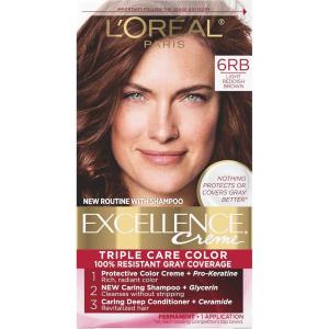 imageLOreal Paris Excellence Creme Permanent Hair Color 4 Dark Brown 100 percent Gray Coverage Hair Dye Pack of 16RB Light Reddish Brown