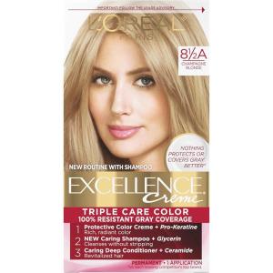 imageLOreal Paris Excellence Creme Permanent Hair Color 4 Dark Brown 100 percent Gray Coverage Hair Dye Pack of 185A Champagne Blonde